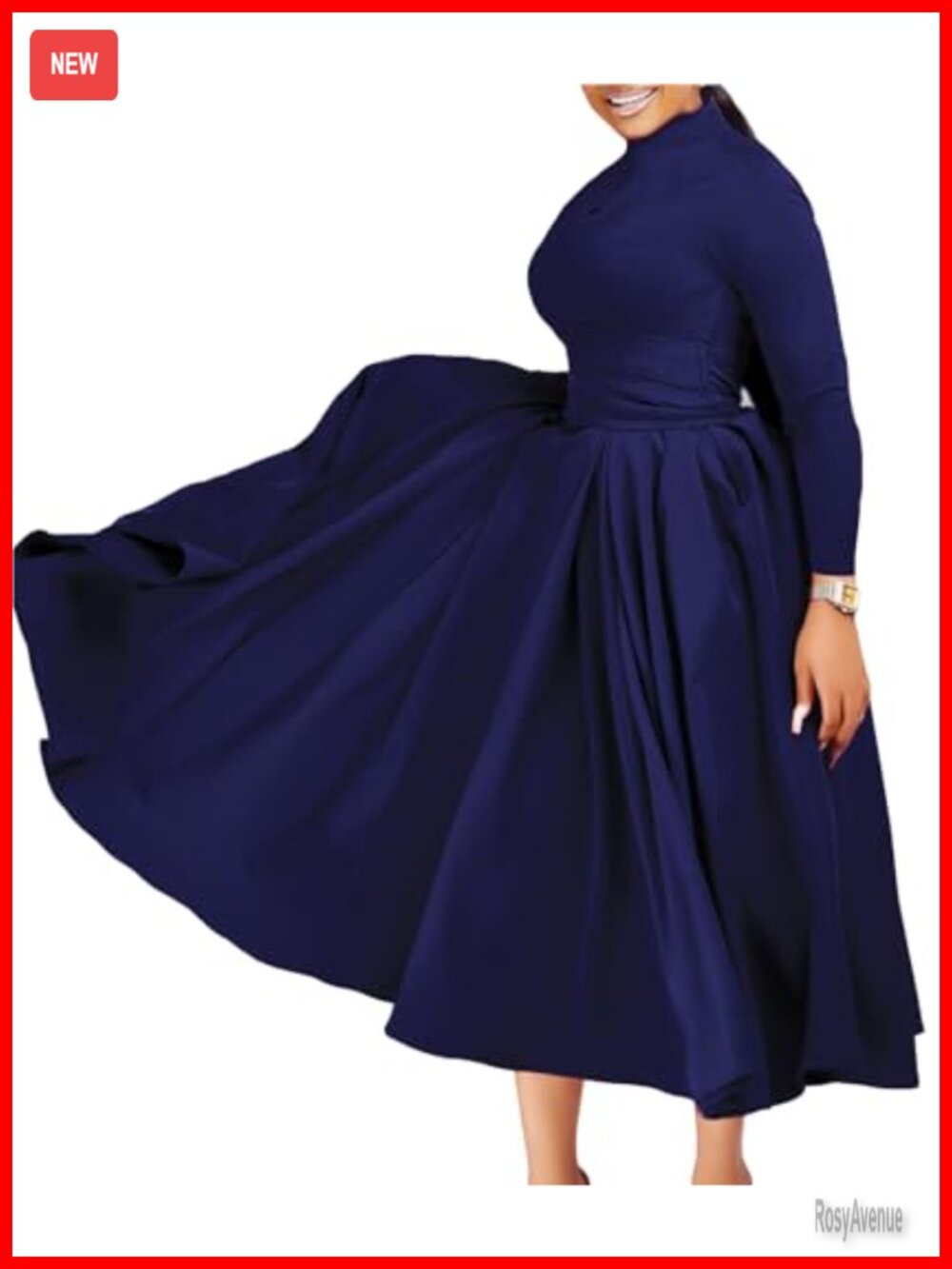 Plus Size Maxi Dress Tie Waist Long Sleeve A-Line Church Wedding Guest